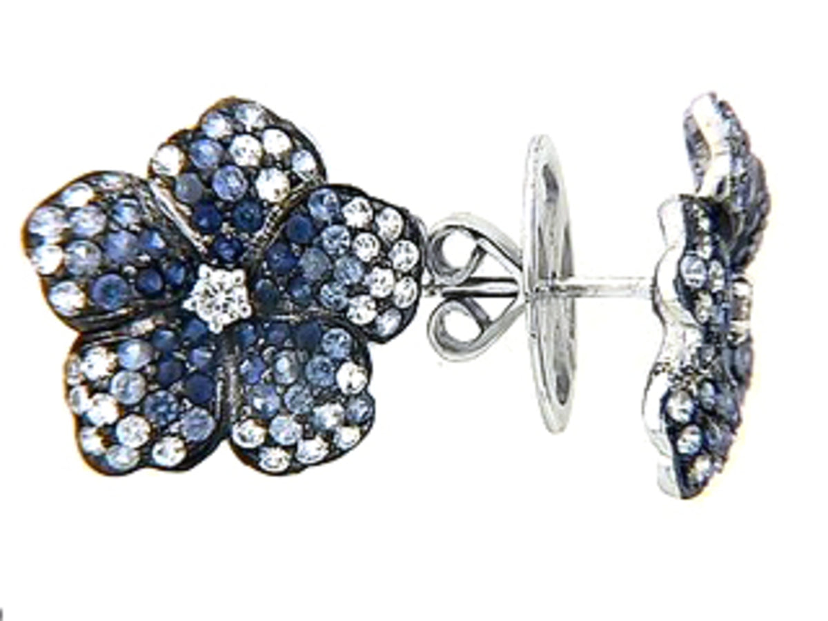SAPPHIRE & DIAMOND EARRING, 18KW (H)
