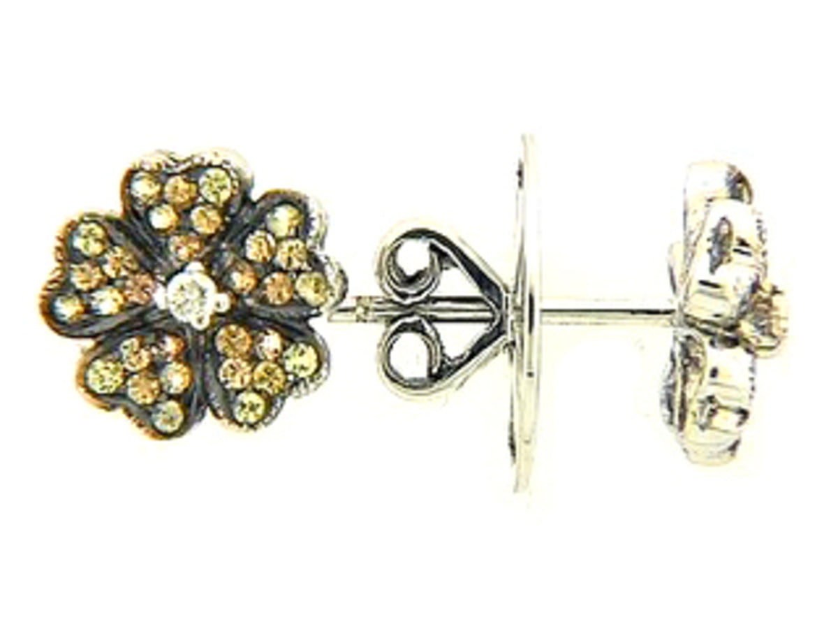 YELLOW SAPPHIRE & DIAMOND EARRING, 18KW (H/U)