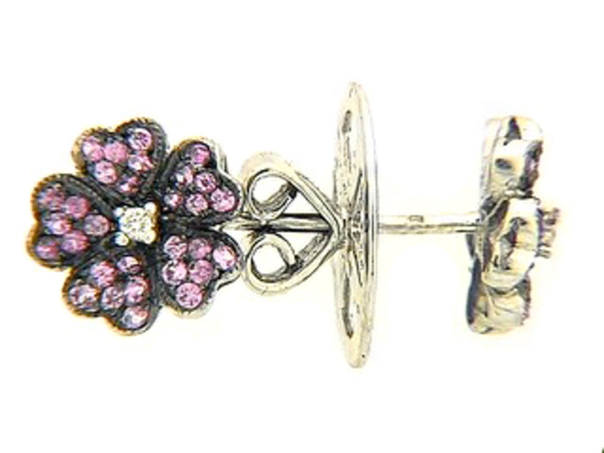 PINK SAPPHIRE & DIAMOND EARRING,18KW (H), C=0.26