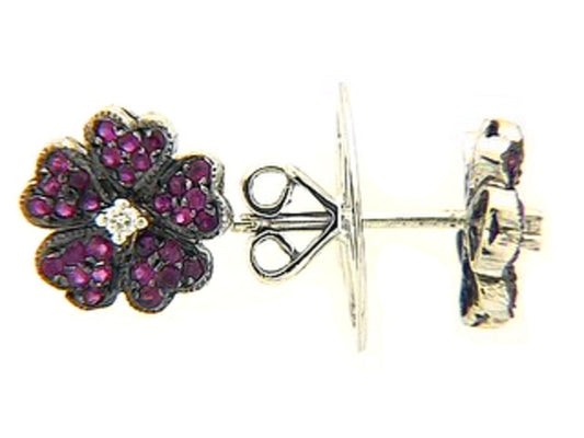 RUBY & DIAMOND EARRING, 18KW (H)