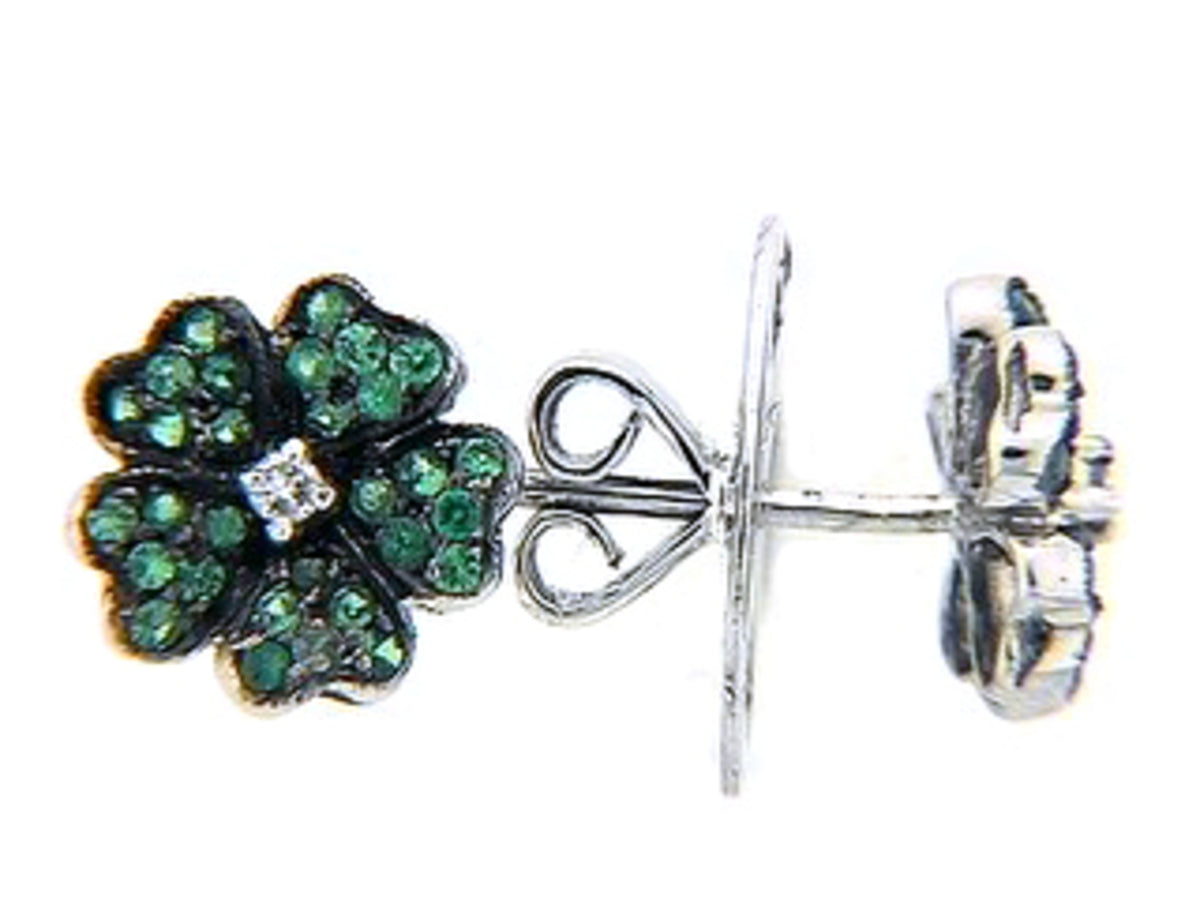 TSAVORITE & DIAMOND EARRING, 18KW (N)