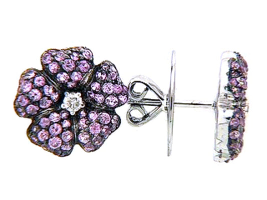 PINK SAPPHIRE & DIAMOND EARRING, 18KW (H)