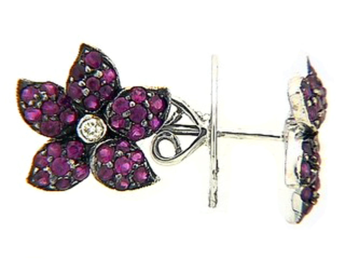 RUBY & DIAMOND EARRING, 18KW (H)