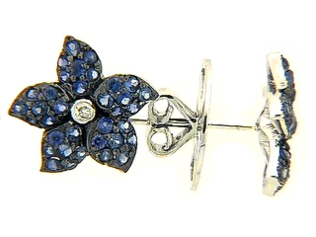 SAPPHIRE & DIAMOND EARRING, 18KW (H)