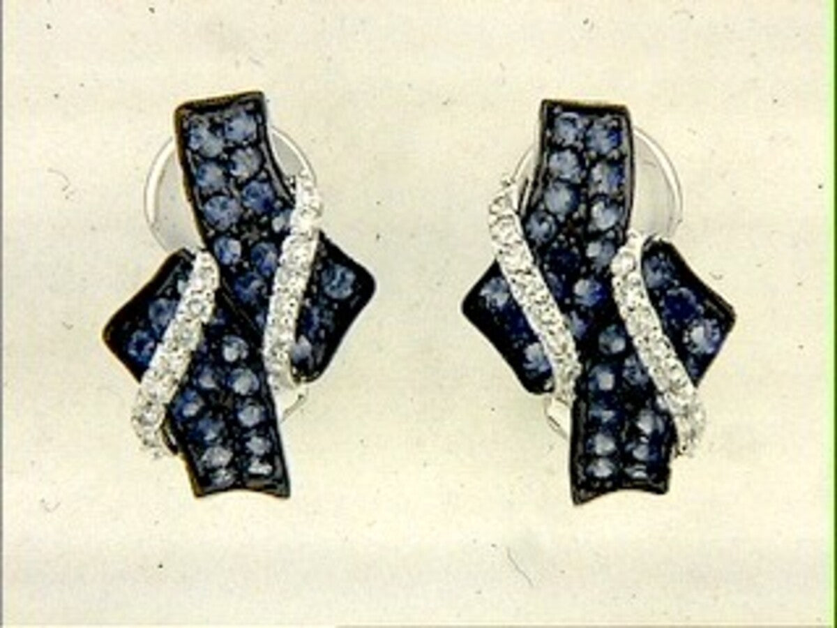SAPPHIRE & DIAMOND EARRING, 18KW (H)