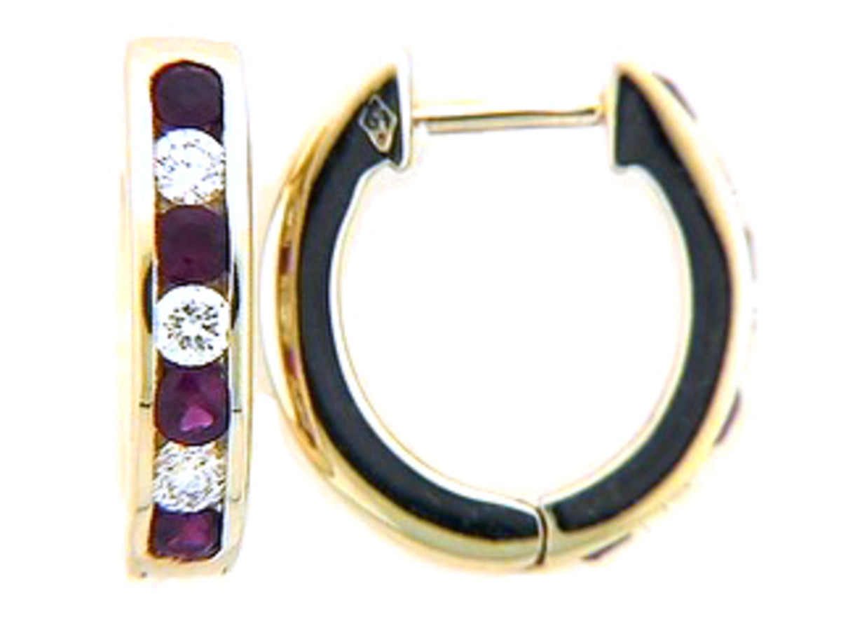 RUBY & DIAMOND EARRING, 14KY (H)