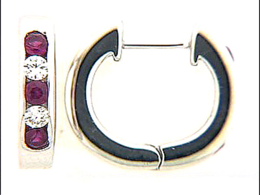 Ruby Diamond Earring, 14kw (H), C=0.42