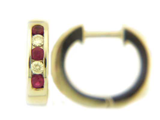 Ruby Diamond Earring, 14kw (H)