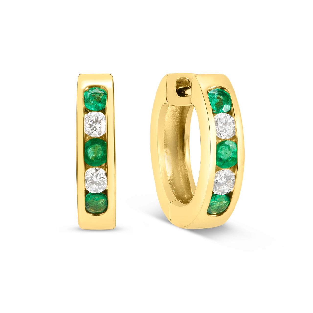Emerald & Diamond Channel Earrings