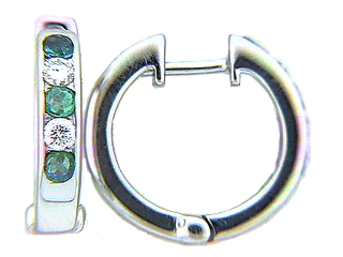 EMERALD & DIAMOND EARRING, 14KW (O)