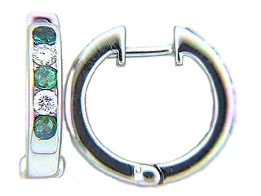 EMERALD & DIAMOND EARRING, 14KW (O)