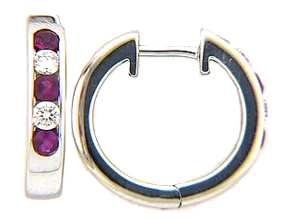 RUBY & DIAMOND EARRING, 14KW (H)