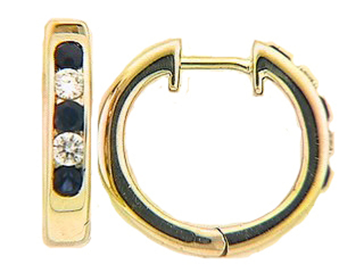 SAPPHIRE & DIAMOND EARRING, 14KY (H), C=0.30