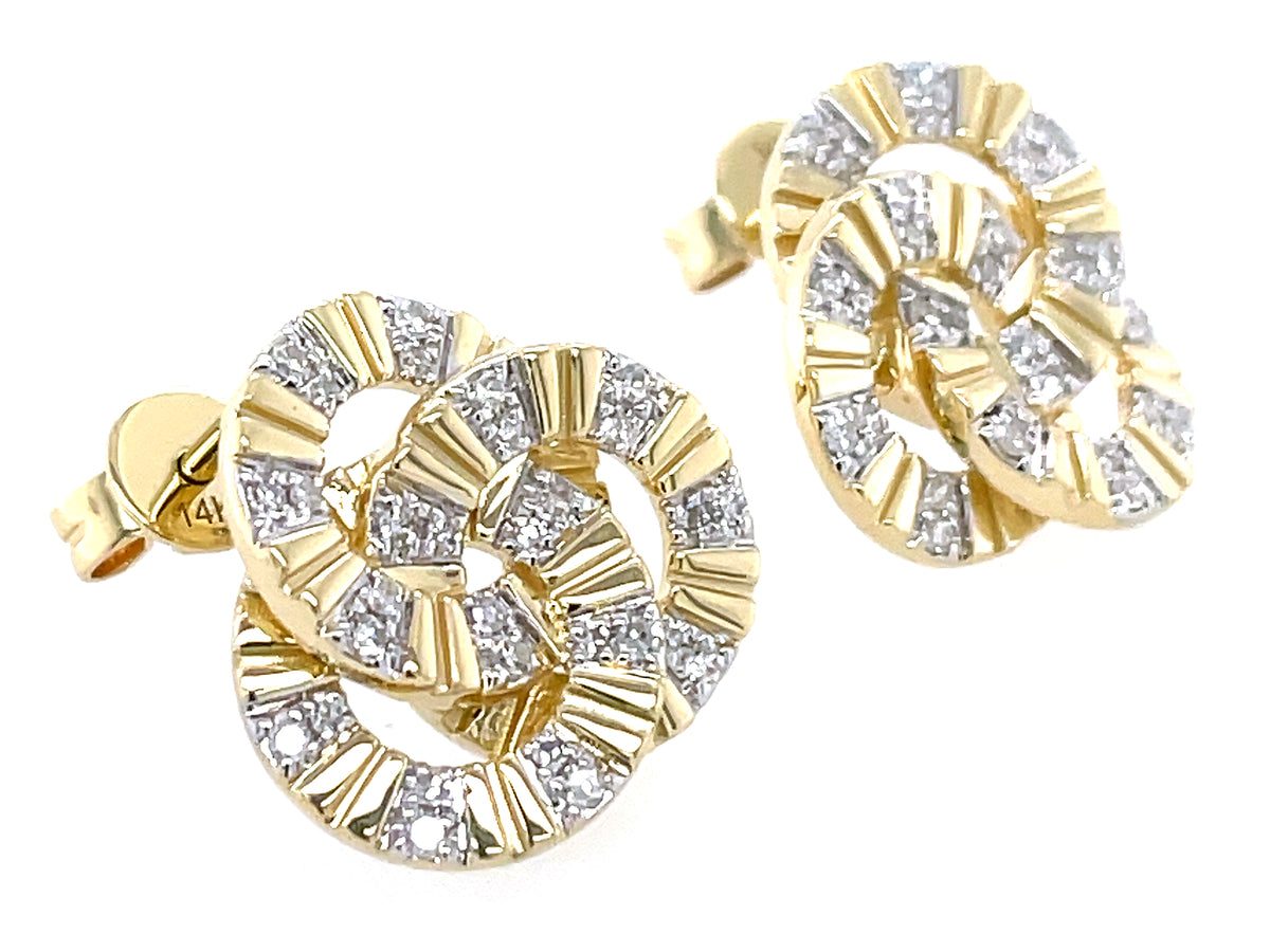 DIAMOND 3 CIRCLE INTERLOCKING STUD EARRING