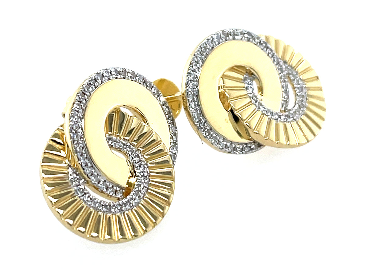DIAMOND 2 CIRCLE INTERLOCKING STUD EARRING