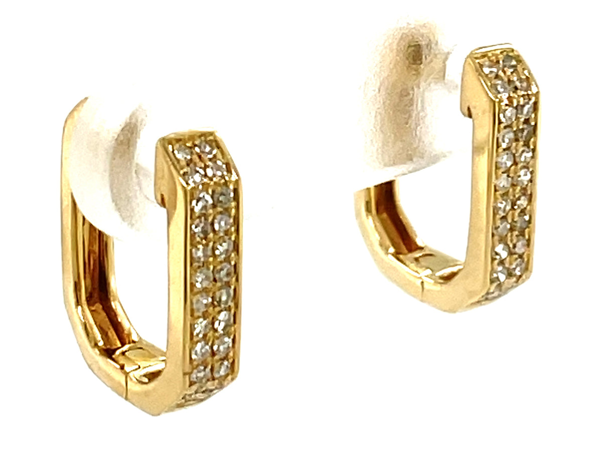 DIAMOND 2 ROW RECTANGLE HOOP EARRING