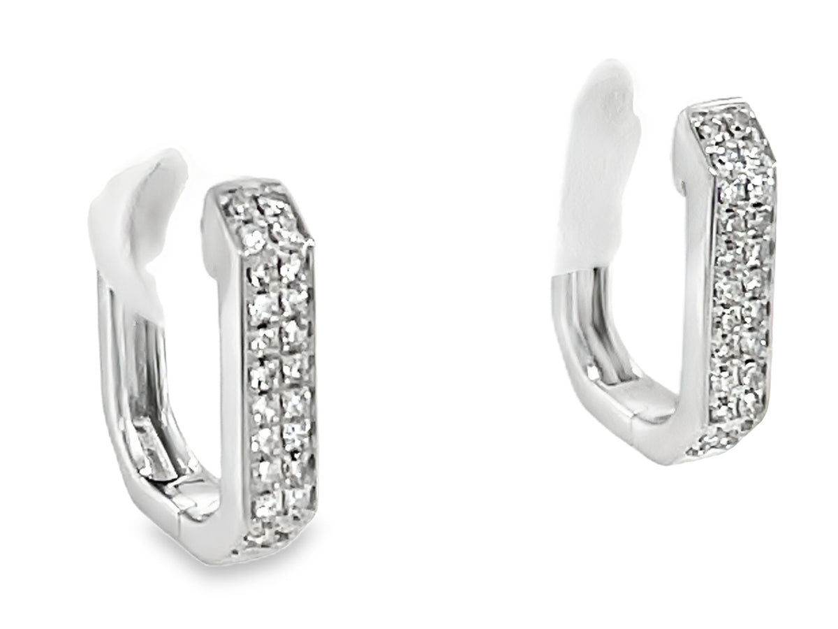 DIAMOND 2 ROW RECTANGLE HOOP EARRING