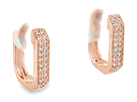 DIAMOND 2 ROW RECTANGLE HOOP EARRING