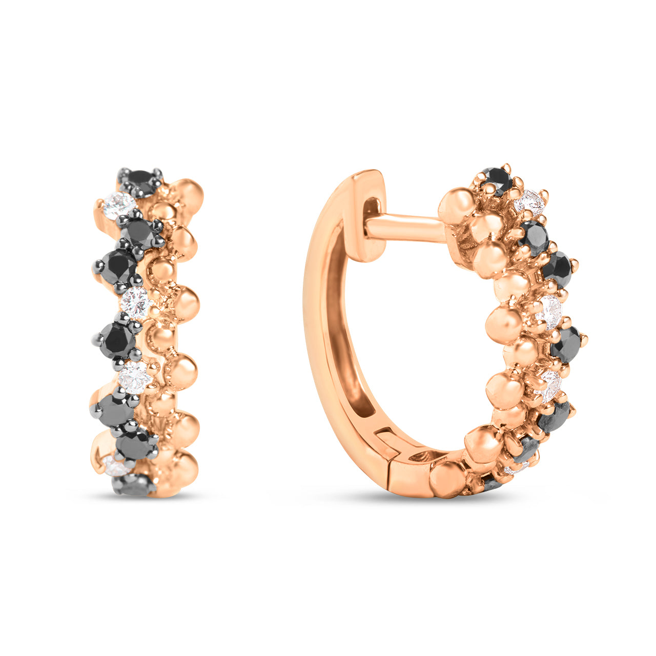 Black & White Diamond Beaded Huggie Earring