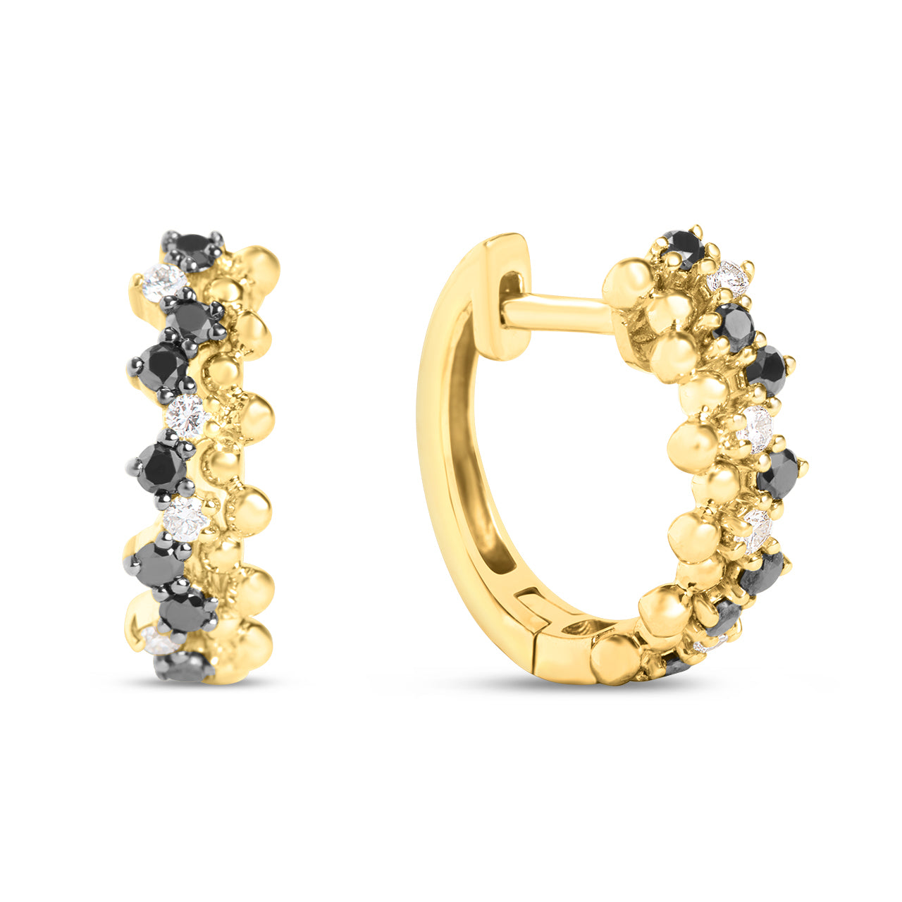 Black & White Diamond Beaded Huggie Earring