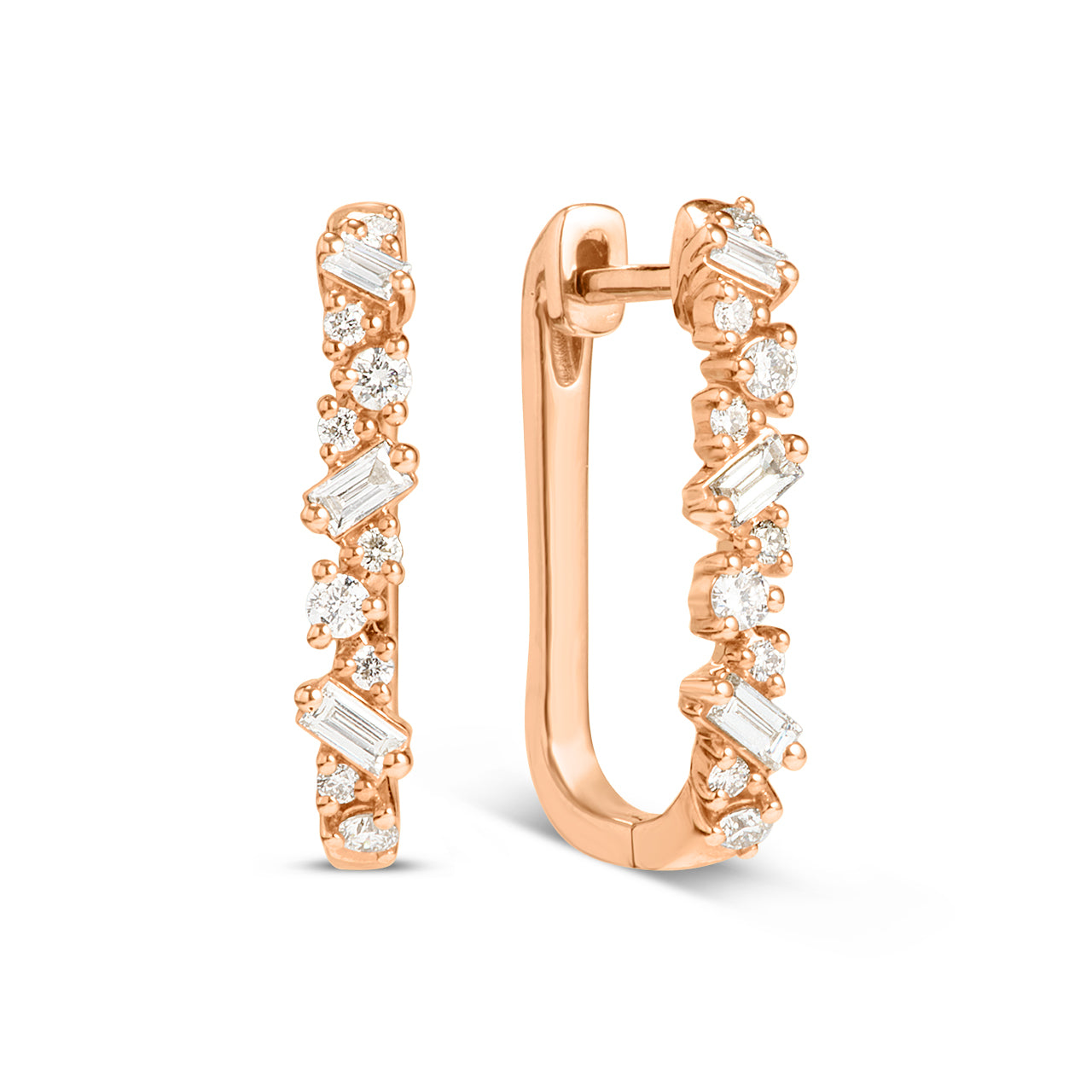Diamond Cluster Rectangle Hoop Earring