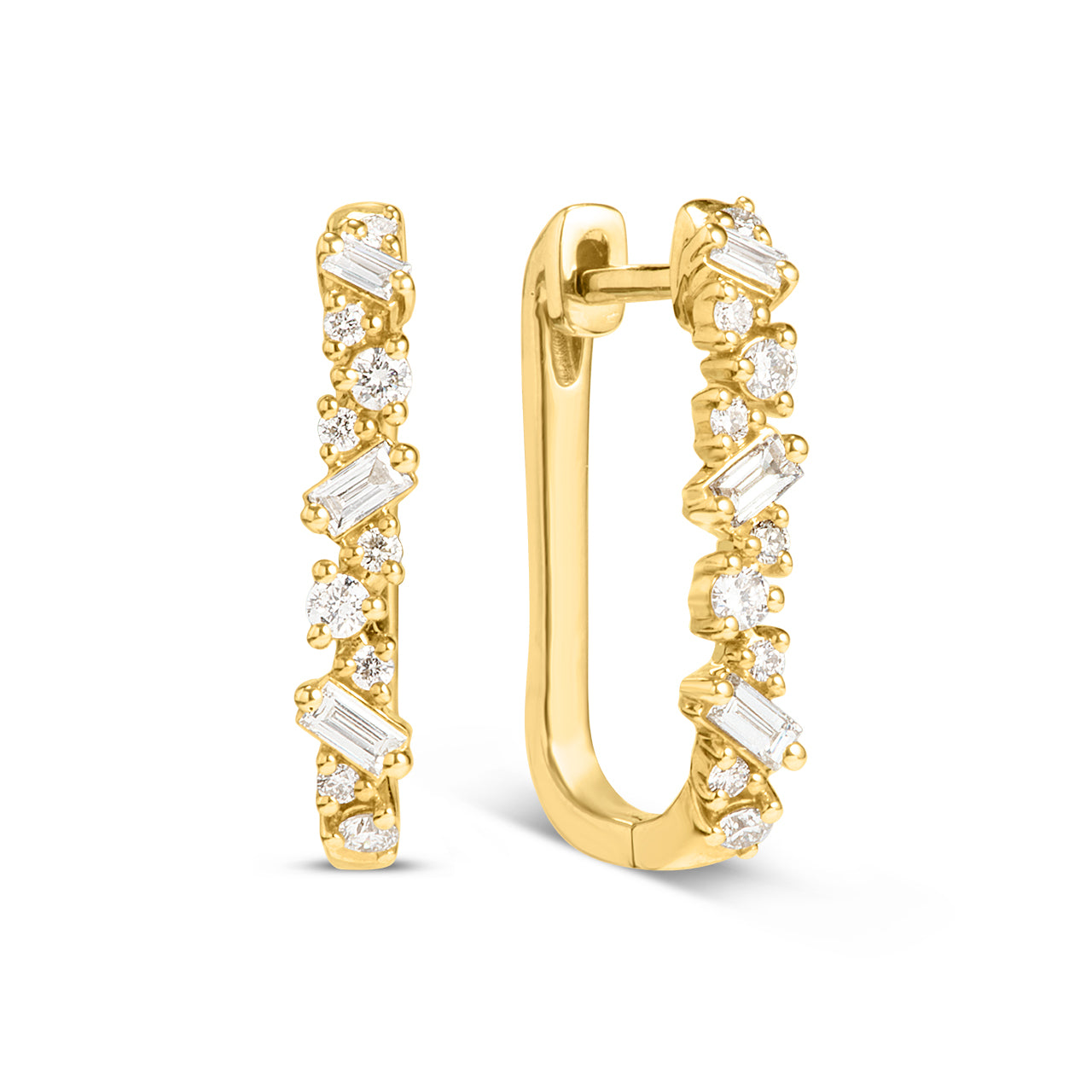 Diamond Cluster Rectangle Hoop Earring