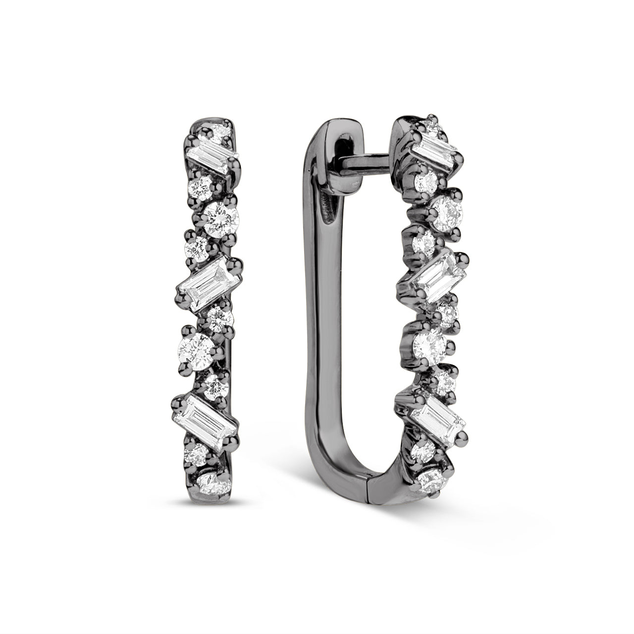 Diamond Cluster Rectangle Hoop Earring