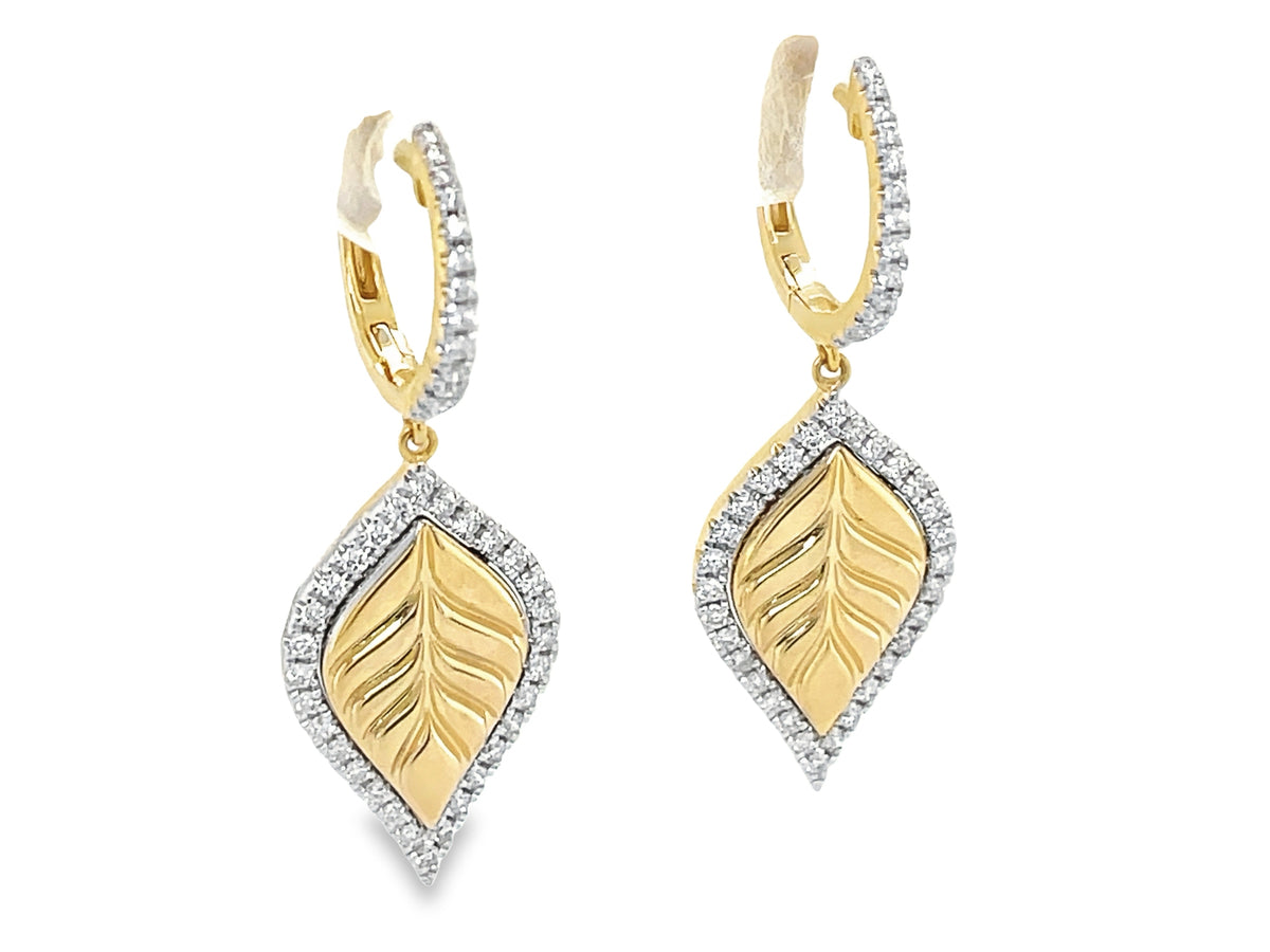 DIAMOND LEAF HALO DANGLE EARRING