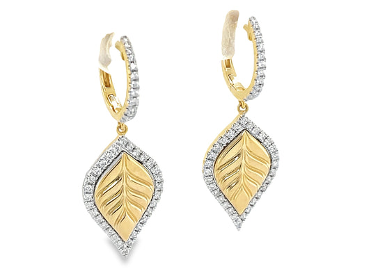 DIAMOND LEAF HALO DANGLE EARRING