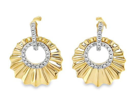 DIAMOND CIRCLE PLEATED EARRING, 15MM