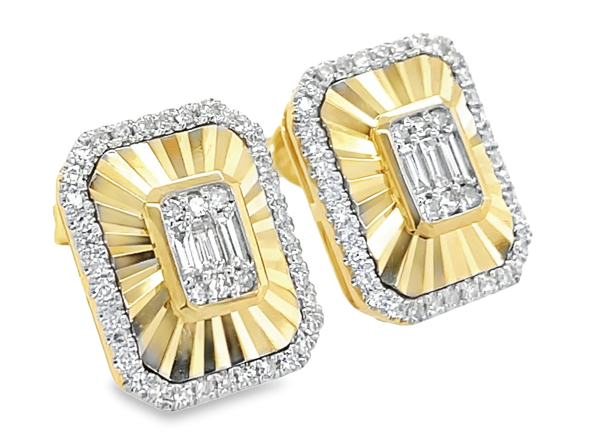 DIAMOND PLEATED TAG STUD EARRING
