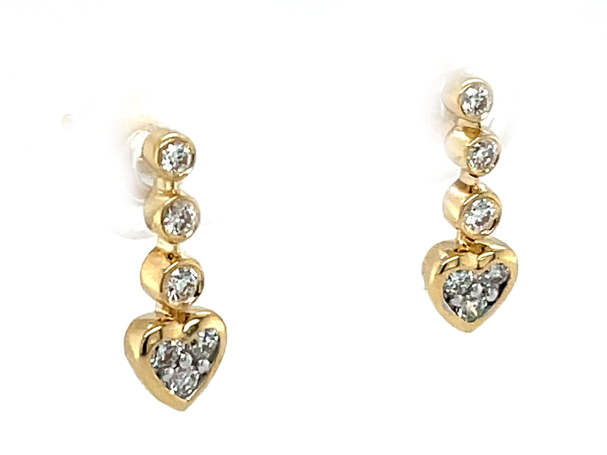 DIAMOND HEART DANGLE EARRING, 15MM