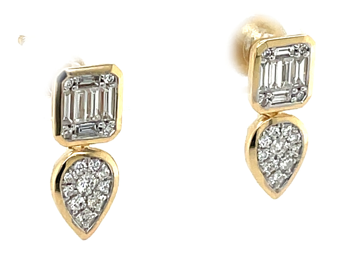 DIAMOND PEAR & CUSHION TOI ET MOI STUD EARRING