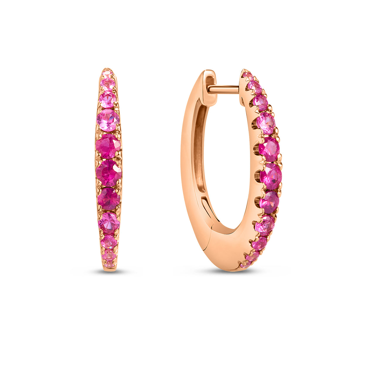 Ruby & Pink Sapphire Oval Hoop Earrings