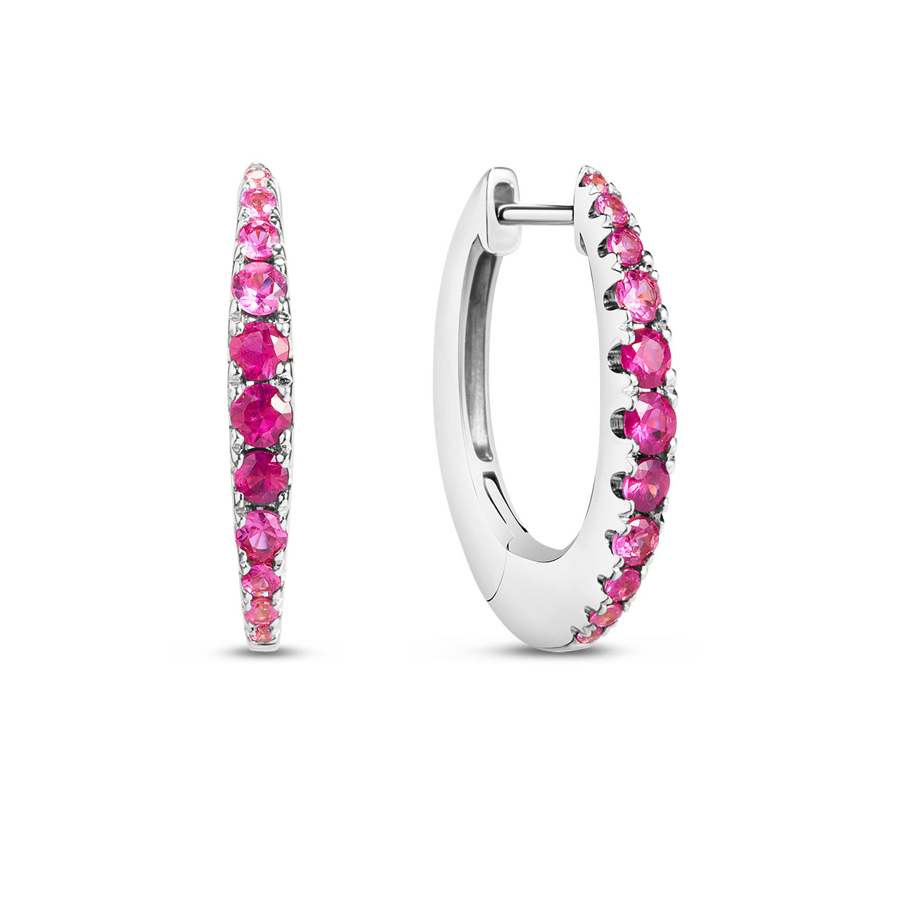 Ruby & Pink Sapphire Oval Hoop Earrings