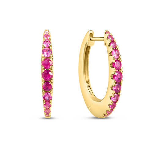 Ruby & Pink Sapphire Oval Hoop Earrings