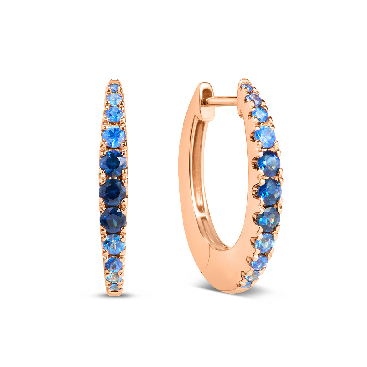 Ombre Sapphire Oval Hoop Earrings