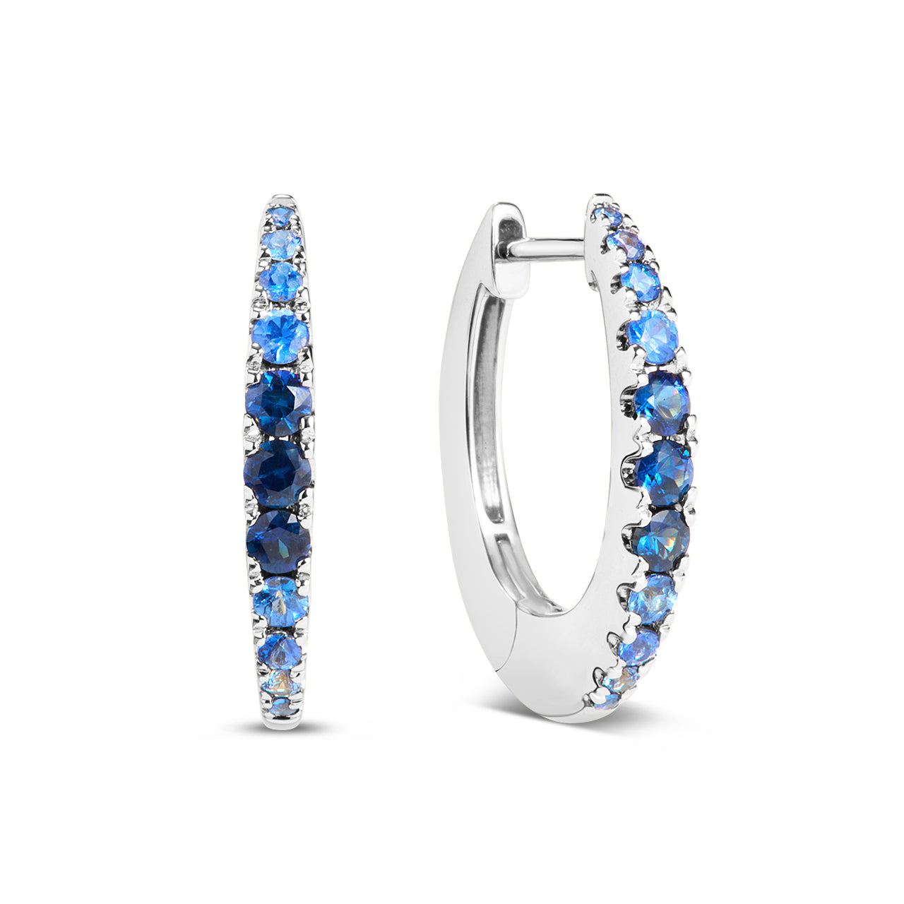 Ombre Sapphire Oval Hoop Earrings