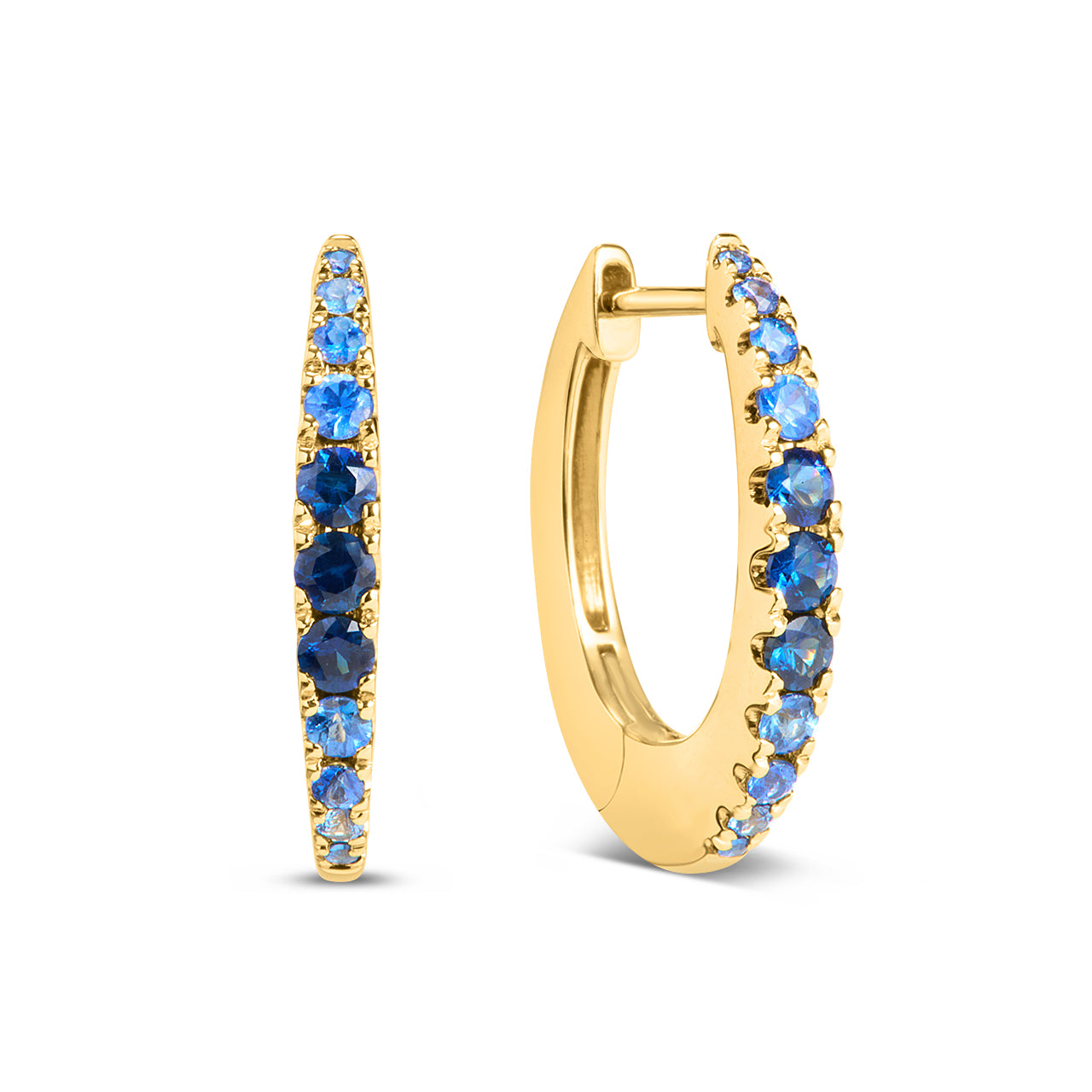 Ombre Sapphire Oval Hoop Earrings