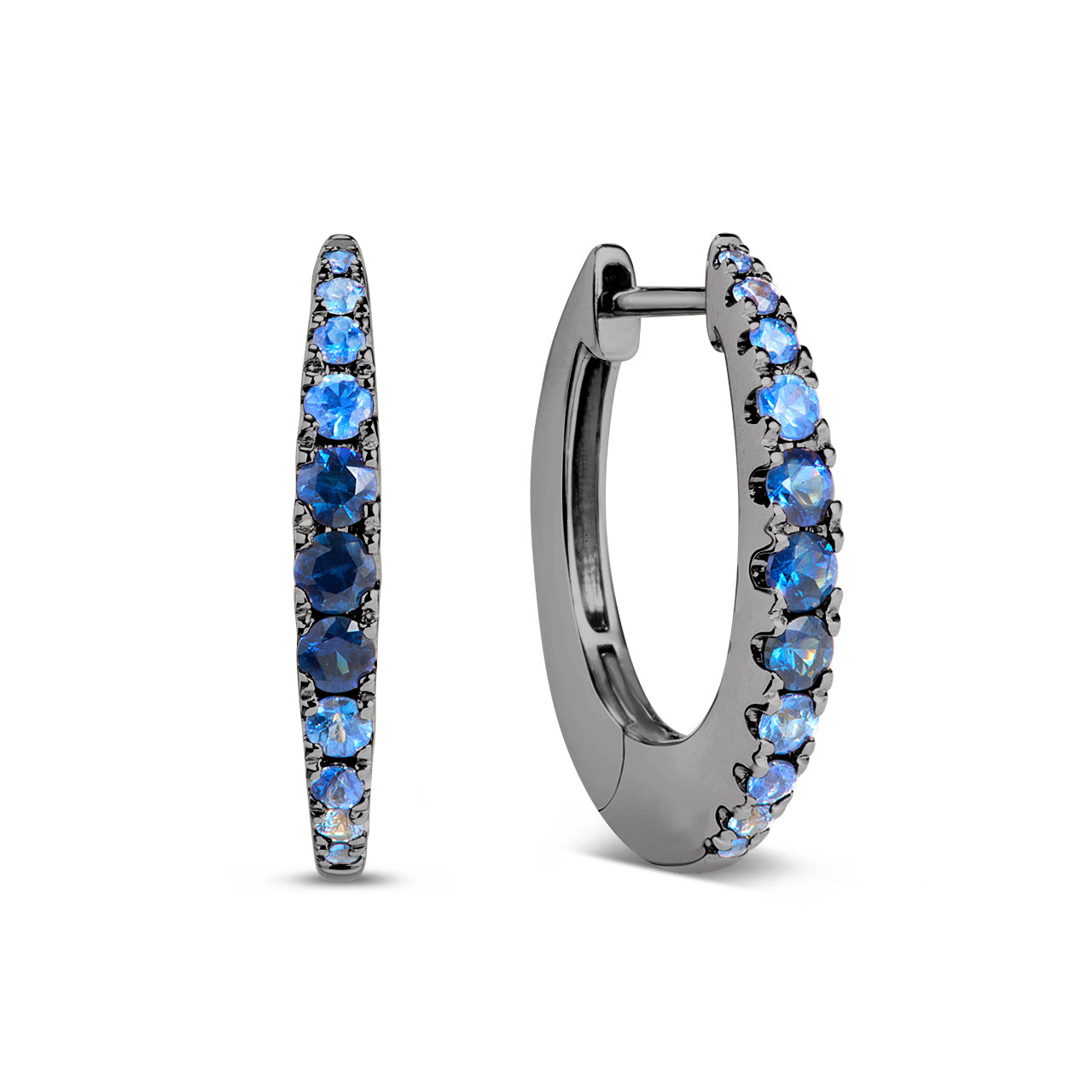 Ombre Sapphire Oval Hoop Earrings