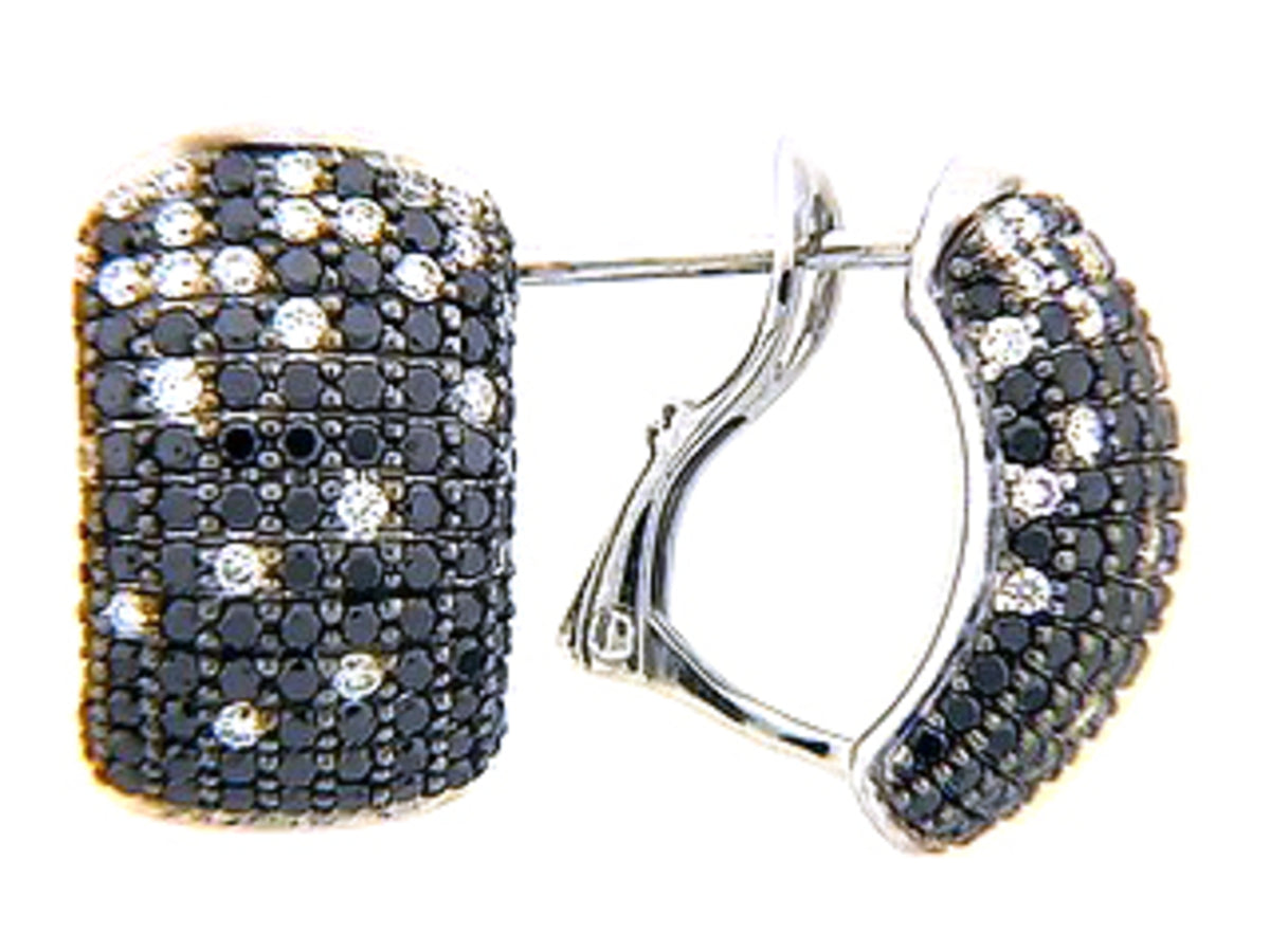 BLACK & WHITE DIAMOND EARRING, 14KW (R/H)
