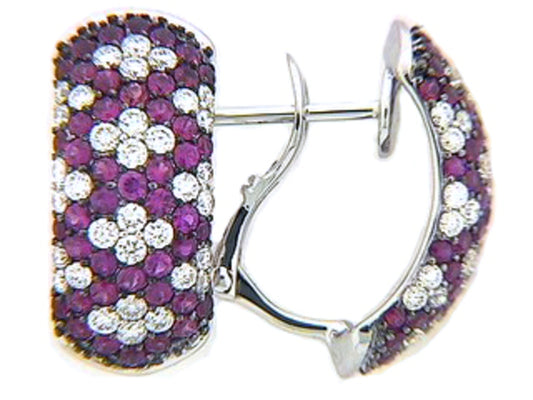 RUBY & DIAMOND EARRING, 18KW (H)