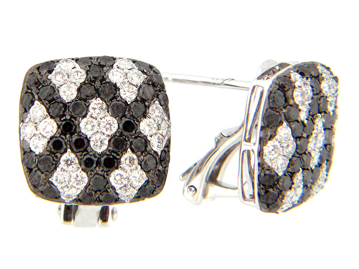 BLACK & WHITE DIAMOND EARRING, 18KW (R)