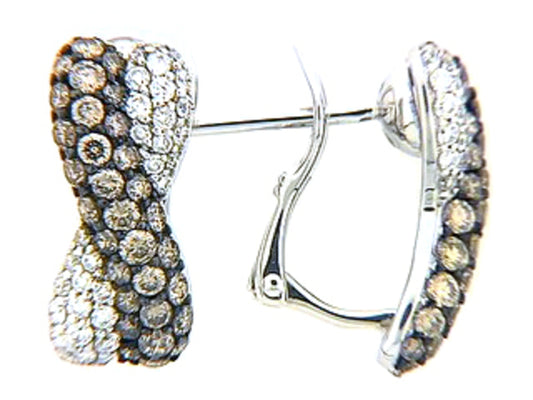 BROWN & WHITE DIAMOND EARRING, 14KW (N)