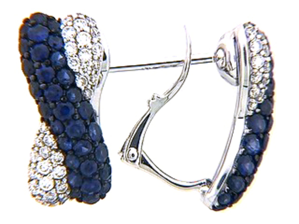 SAPPHIRE & DIAMOND EARRING, 18KW (H)