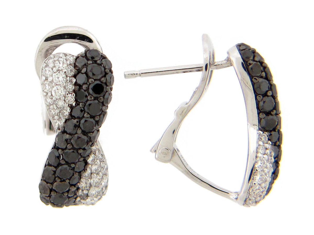 BLACK & WHITE DIAMOND EARRING, 14KW (R)