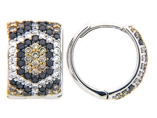 BLACK, BROWN & WHITE DIAMOND EARRING, 18KW (R/N) SPECIAL