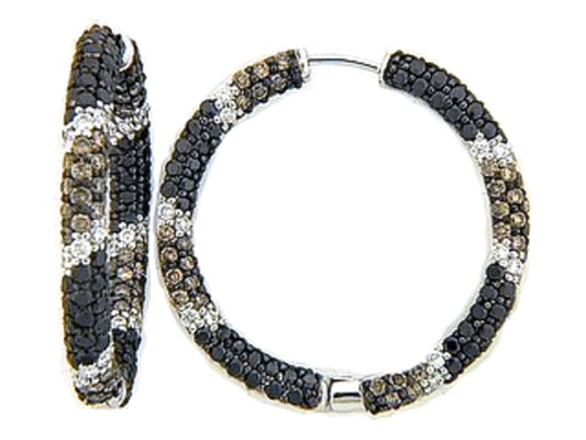 BLACK, BROWN & WHITE DIAMOND EARRING, 18KW (R/N)