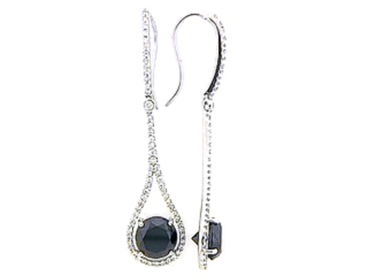 BLACK & WHITE DIAMOND EARRING, 18KW (R/H)