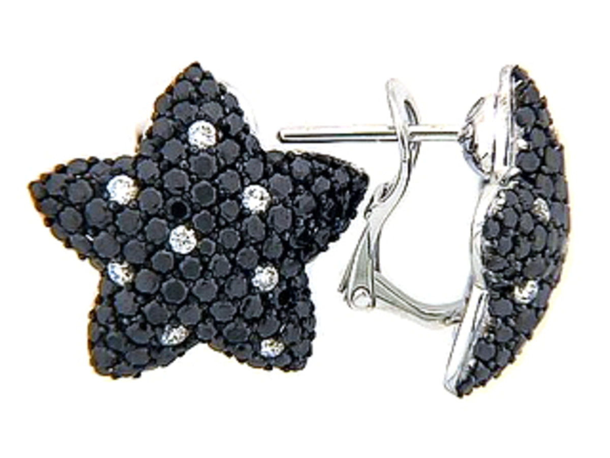 BLACK & WHITE DIAMOND EARRING, 18KW (R/H)